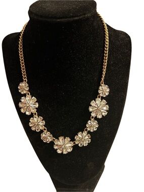 J. Crew Gold-Tone Crystal Floral Statement Necklace